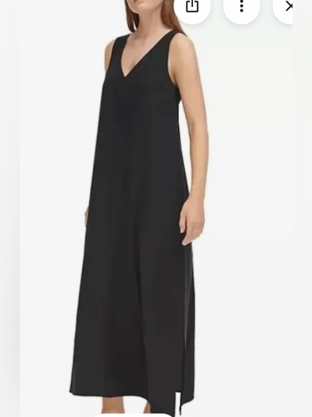 DKNY  Black V-Neck linen midi dress nwot - Picture 4 of 6